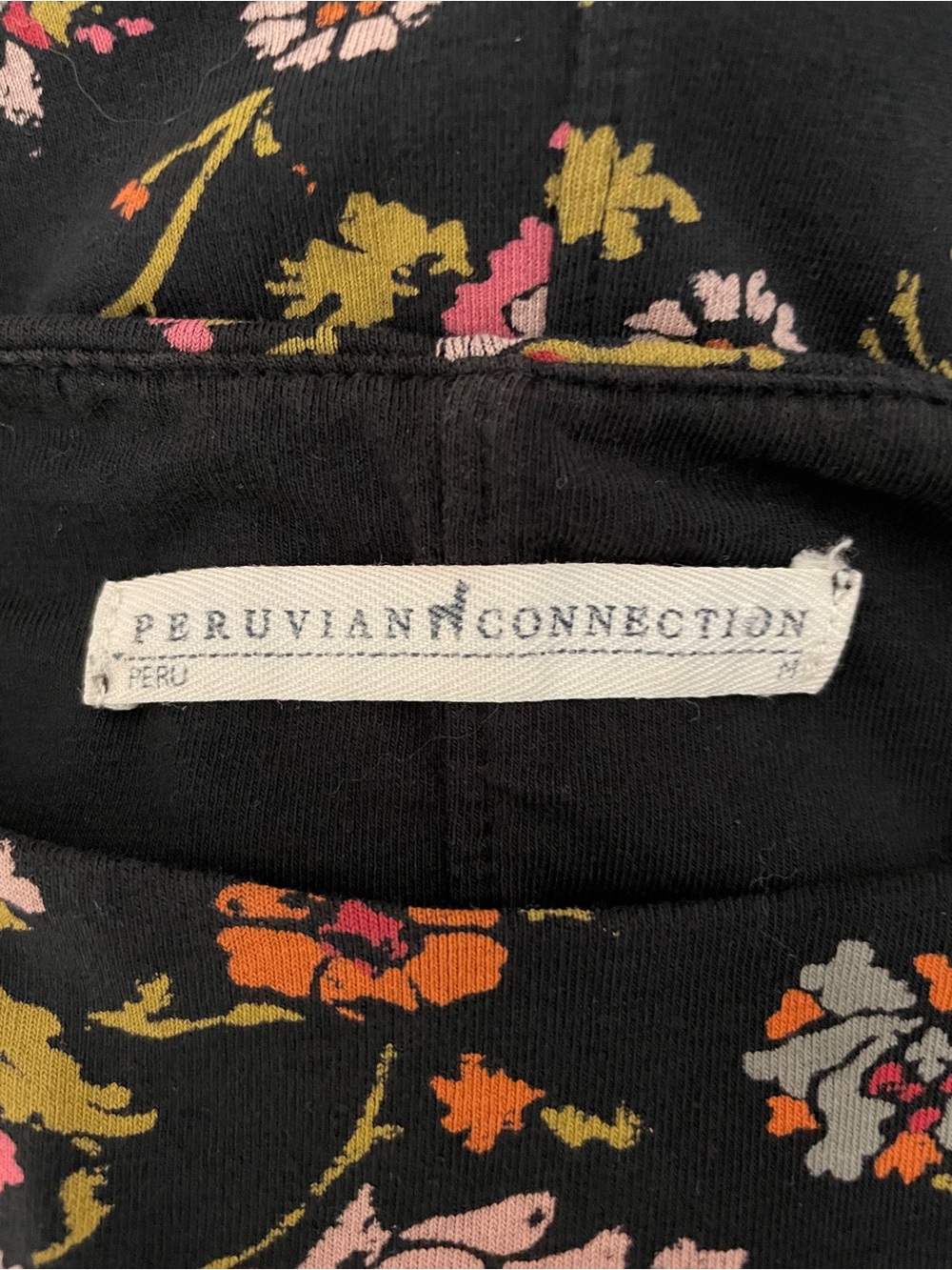 Peruvian Connection Turkish Dress Medium Sleeveless Stretch Cotton Dark Floral - Picture 7 of 7